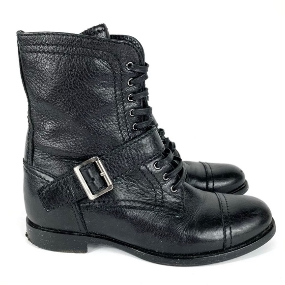 Prada Leather Lace Up Combat Boots - Picture 3 of 9